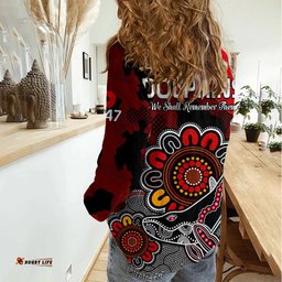 ANZAC Dolphins Rugby Women Casual Shirt Indigenous Circles and Waves