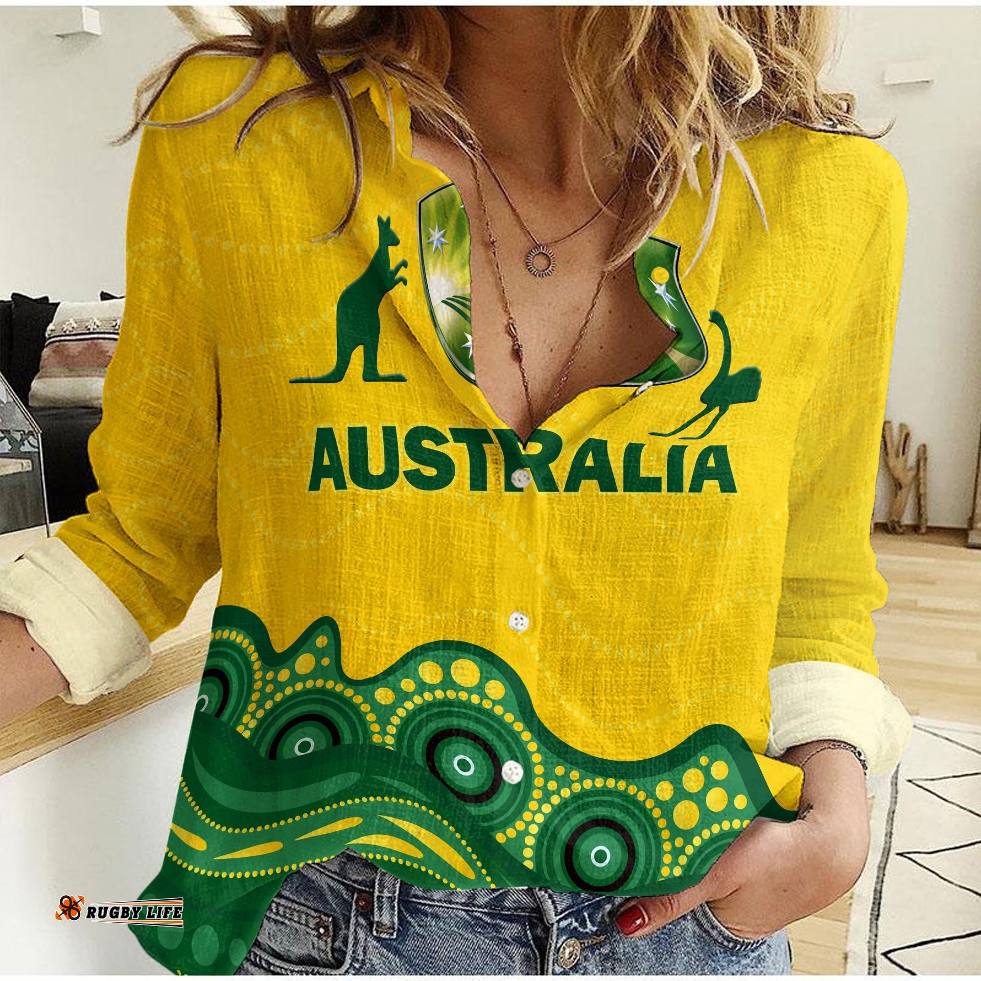 Australia Cricket Aboriginal Pattern Women Casual Shirt