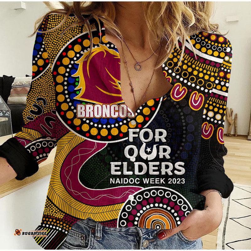 Broncos Rugby Casual Shirt NAIDOC 2023 Patterns