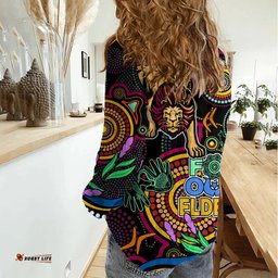 Lions Football Aboriginal Art Women Casual Shirt NAIDOC Indigenous Tribal