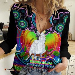 Personalised Australia Libra Cockatoo Zodiac Women Casual Shirt Auz Astrology Aboriginal - Rainbow