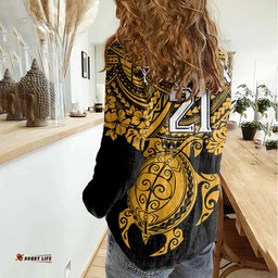 Custom Australia Matildas Women Casual Shirt Hibiscus and Turtle With Polynesian Pattern