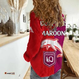 NRL Dolphins Combine Queensland Origin Women Casual Shirt Sporty Style 2023