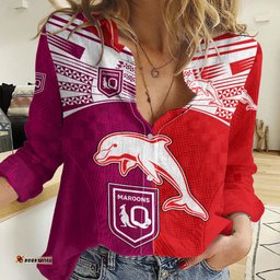 NRL Dolphins Combine Queensland Origin Women Casual Shirt Sporty Style 2023