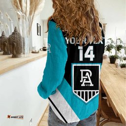Personalised Port Adelaide Football 2023 Women Casual Shirt Go Power Sporty Style