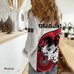 Dragons Rugby Women Casual Shirt St George Illawarra 1998 Indigenous Art