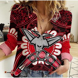 Bombers Football Women Casual Shirt Boomerang Indigenous Dots