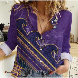 Storm Rugby Women Casual Shirt Melbourne Pasifika Aboriginal Gradient Polynesian