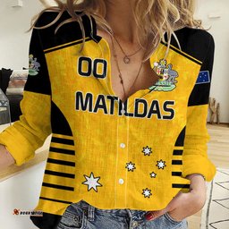 Custom Australia Soccer Women Casual Shirt Matildas 2023 Socceroos Black Vibe