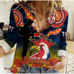 Custom Text And Number Roosters Rugby ANZAC 2023 Women Casual Shirt Dots Poppy Mix Camouflage Lest We Forget