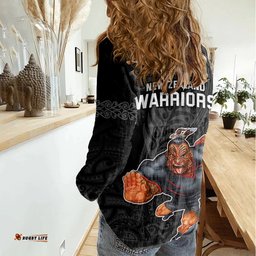 Warriors Permier 2023 Women Casual Shirt The Wahs Mascot with Maori Tattoo