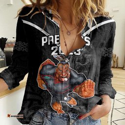 Warriors Permier 2023 Women Casual Shirt The Wahs Mascot with Maori Tattoo