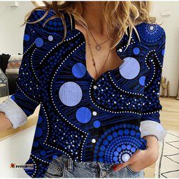 Custom Text and Number Women Casual Shirt Aboriginal Art Ver.01