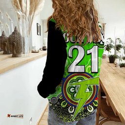 Custom Personalised Sydney Thunder Women Casual Shirt Cricket Indigenous Aboriginal Lizard Version