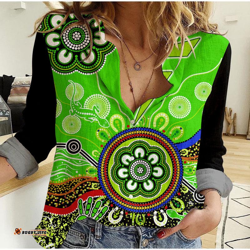 Custom Personalised Sydney Thunder Women Casual Shirt Cricket Indigenous Aboriginal Lizard Version