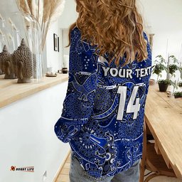 Custom Text and Number Women Casual Shirt Aboriginal Animal and Dot Acrylic Paint Ver.02