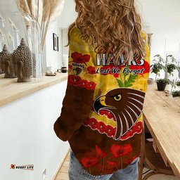 Hawks Football ANZAC Women Casual Shirt Lest We Forget