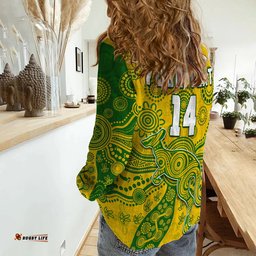 Custom Text And Number Australia Women Casual Shirt National Colours Proud Aussie Special Indigenous