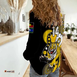 Custom Text And Number Richmond Football NAIDOC 2023 Women Casual Shirt Tigers For Our Elders Indigenous Art
