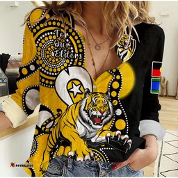 Custom Text And Number Richmond Football NAIDOC 2023 Women Casual Shirt Tigers For Our Elders Indigenous Art