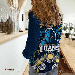 Titans Rugby Women Casual Shirt Boomerang Indigenous Dots