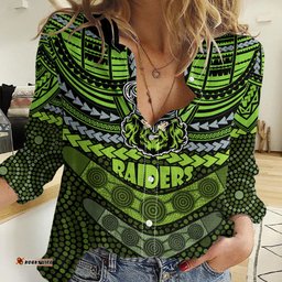 Raiders Rugby Women Casual Shirt Polynesian and Aboriginal Special Version