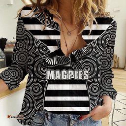 AFL - Magpies Women Casual Shirt Mix Dot Aboriginal
