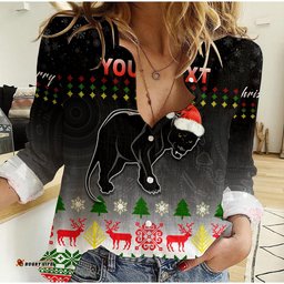 Custom Personalised Penrith Panthers Women Casual Shirt Merry Christmas 2022 Indigenous