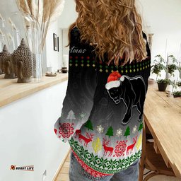 Custom Personalised Penrith Panthers Women Casual Shirt Merry Christmas 2022 Indigenous