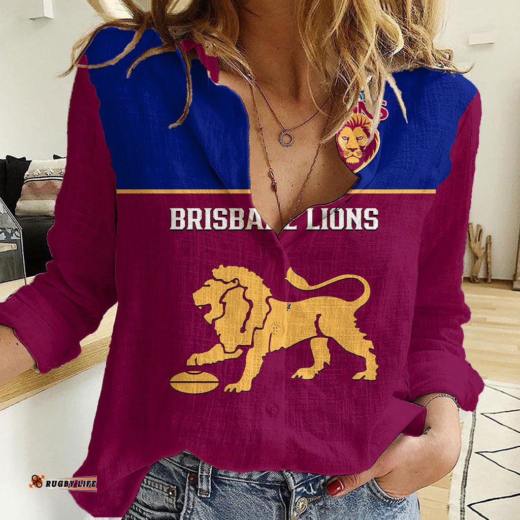 Personalised Brisbane Lions Football 2023 Women Casual Shirt Sporty Maroon Version