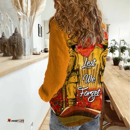 Aboriginal Anzac Day Women Casual Shirt Soldier Poppy Vibe
