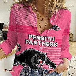 Penrith Panthers Rugby Women Casual Shirt Proud The Panthers Comeback Pink