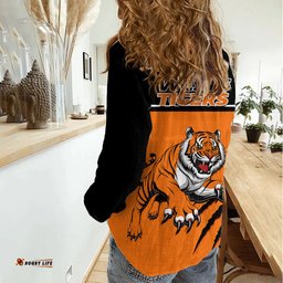 Wests Tigers Rugby Women Casual Shirt Orange Simple Style