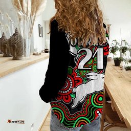 Custom Personalised Rabbitohs Rugby Women Casual Shirt NAIDOC Torres Strait For Our Elders