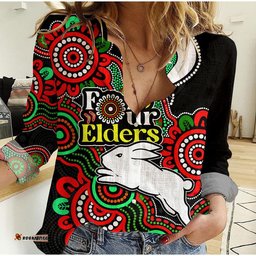 Custom Personalised Rabbitohs Rugby Women Casual Shirt NAIDOC Torres Strait For Our Elders