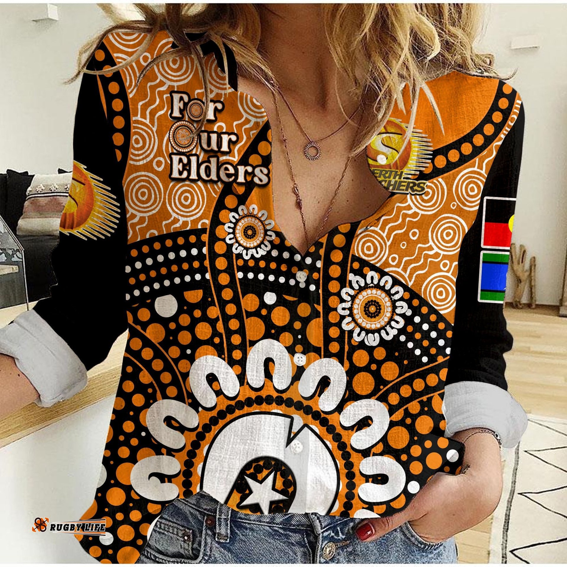 Perth Scorchers NAIDOC 2023 Women Casual Shirt Indigenous For Our Elders