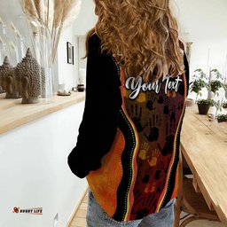 Custom Personalised Aboriginal Patterns Golden Style Women Casual Shirt