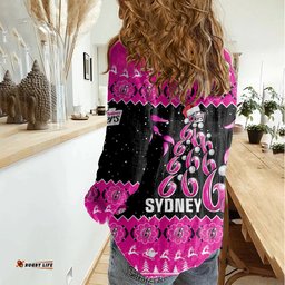Sydney Sixers Cricket Christmas Women Casual Shirt Merry Xmas 2023 Indigenous Art