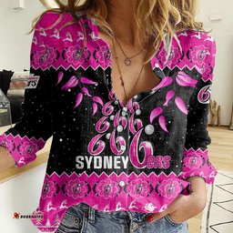 Sydney Sixers Cricket Christmas Women Casual Shirt Merry Xmas 2023 Indigenous Art