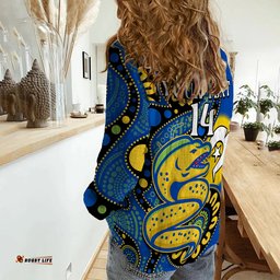 Custom Text And Number Eels Rugby NAIDOC 2023 Women Casual Shirt For Our Elders Aboriginal