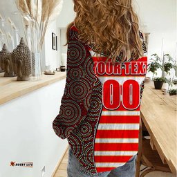 NRL - Dolphins Women Casual Shirt Mix Dot Aboriginal