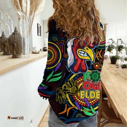 Roosters Rugby Aboriginal Art Women Casual Shirt NAIDOC Indigenous Tribal