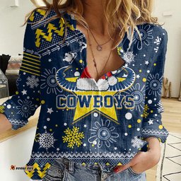Cowboys Rugby Women Casual Shirt Born Tough Bred Proud Christmas Vibe 2023