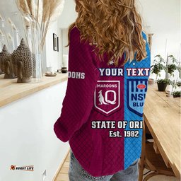 Personalised QLD Maroons And NSW Blues Rugby Women Casual Shirt Sporty Version 2023