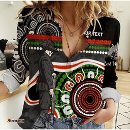 Custom Personalised Panthers ANZAC Day Women Casual Shirt Aboriginal Lest We Forget Ver.01