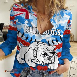 Bulldogs Rugby ANZAC Women Casual Shirt Lest We Forget