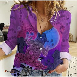 Custom Personalised Aboriginal Indigenous Frog Purple Women Casual Shirt