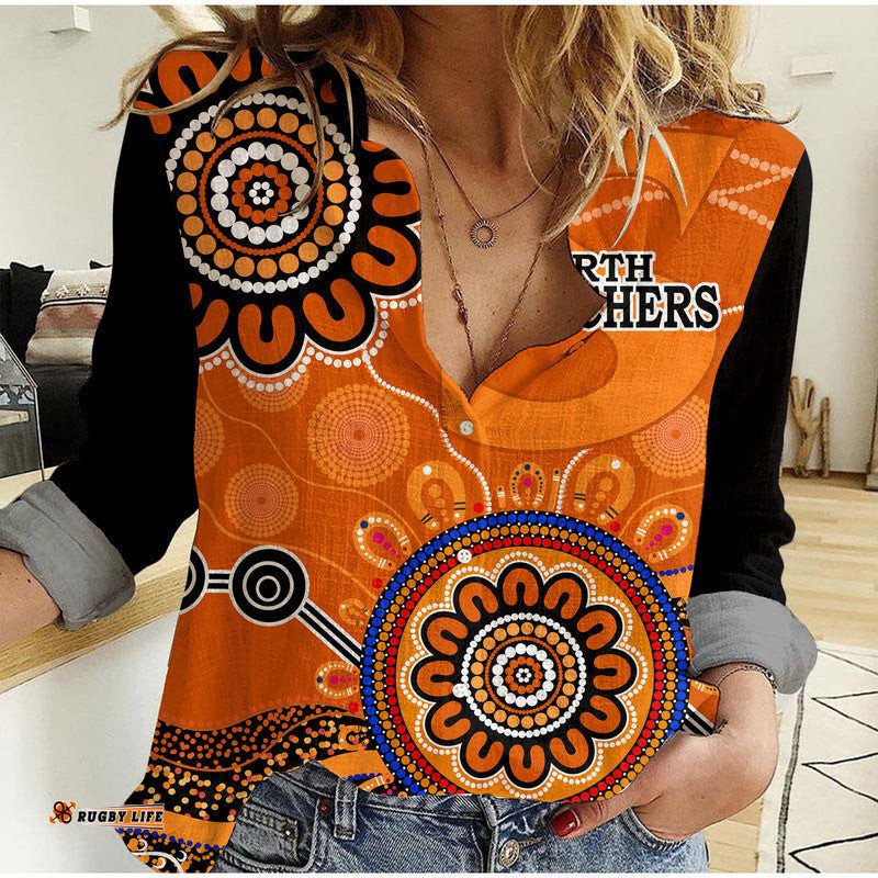 Custom Personalised Perth Scorchers Women Casual Shirt Cricket Indigenous Aboriginal