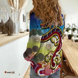 Custom Personalised Australia Women Casual Shirt Indigenous Red Lizard Love Aussie Artsy