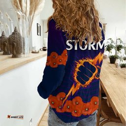 ANZAC 2023 Melbourne Storm Rugby Women Casual Shirt Poppy Flowers Sporty Style